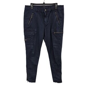 Polo Ralph Lauren Spec Pants Women 14 Blue Twill Cargo Ankle Zip Utility Surplus